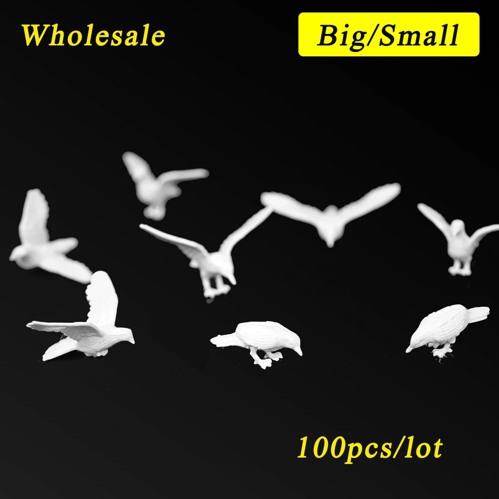 

100pcs Miniature Pigeons Model Flying Bird ABS Plastic Toys Landscape Kits Architecture Scene Diy Making Materials for Diorama