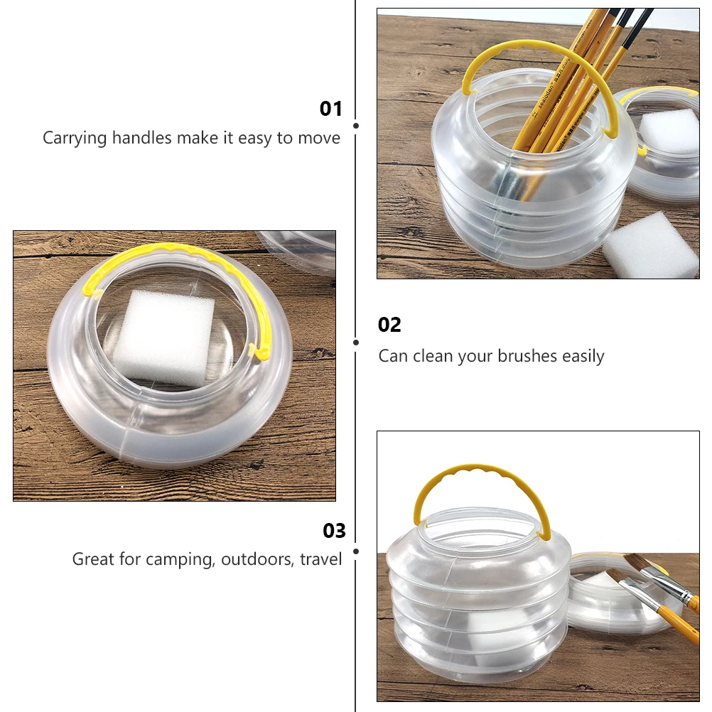 

5 Sets Brush Pencil Holder Painting Bucket Folding Collapsible Wash Travel Pen Cleaner Portable Plastic Material Long Lasting