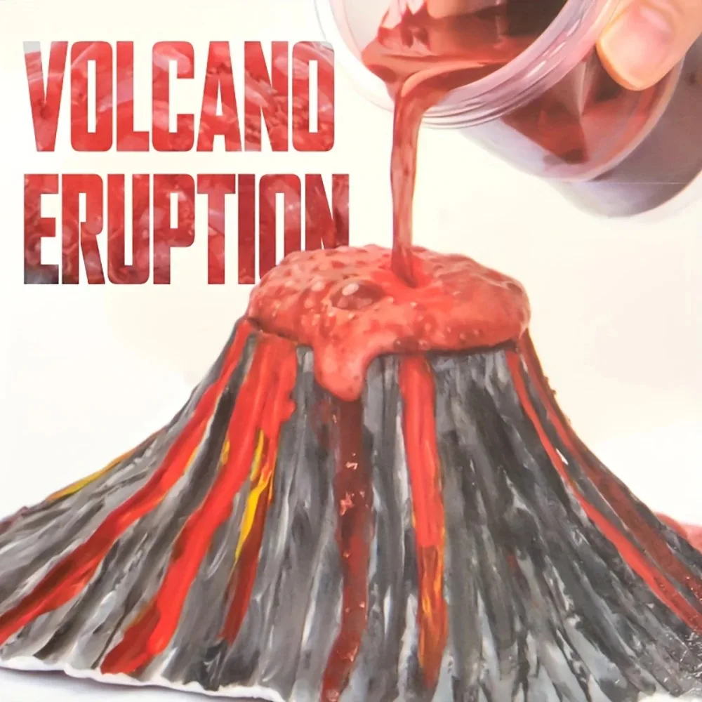 /Conjunto de experimento de erupção de vulcão criativo, kit de pintura para colorir, brinquedo científico popular para crianças, presentes de aniversário para meninos e meninas