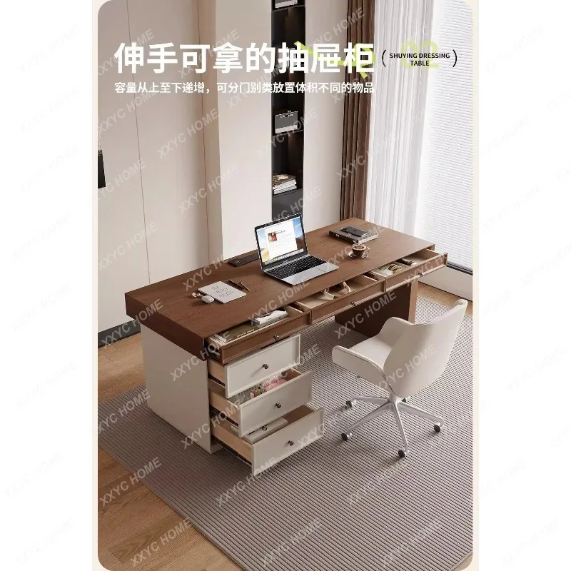 XXMedieval style solid wood  cream style home  designer study writing  bedroom computer desk desktop