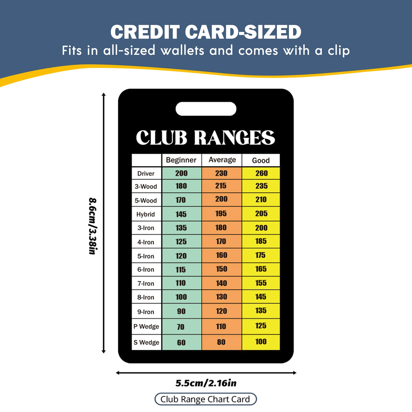 Golf Club Range Chart Card Sturdy Durable Quick Reference Yardage Card Funny Present for Golfers Friends