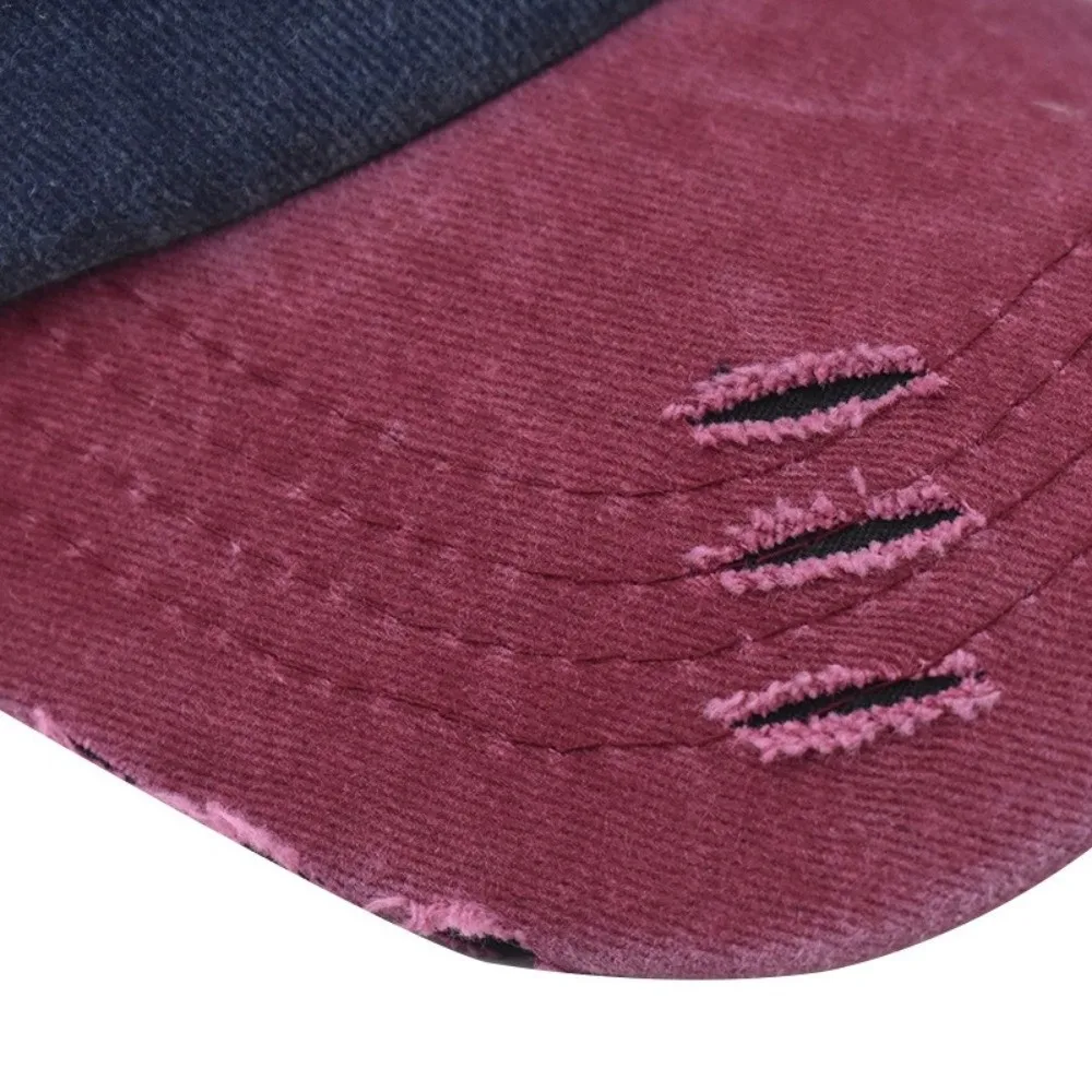 

Summer Color-blocked Baseball Cap Washed Cotton Breathable Mesh Sun Hat Thin Lightweight Snapback Hat