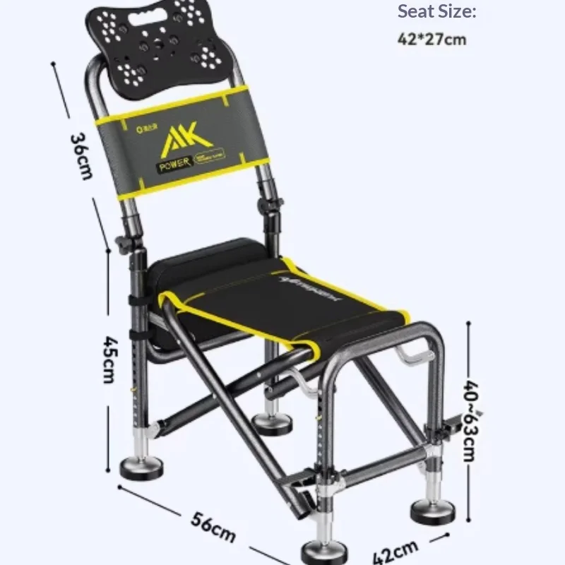 كرسي صيد قابل للطي خفيف الوزن ومحمول للتخييم عالي التحمل ومسند ظهر قابل للتعديل وحامل قضيب تليسكوبي وحامل أكواب في الهواء الطلق