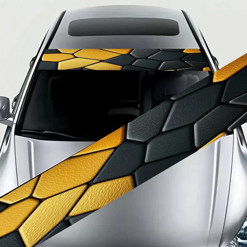 

1 black gold three-dimensional stone decorative strip car front windshield sticker - waterproof and scratch-resistant vinyl