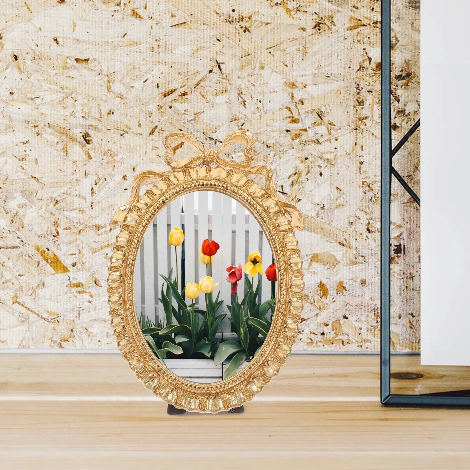 

Resin Vintage Oval Picture Frame Romantic Bowknot Detail for Family Photos Wall Mount Table Display Home Office Wedding