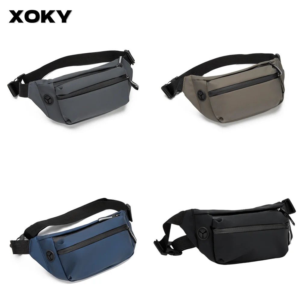 XOKY Men Waterproof Belt Fashion Bag Chest Pack Male Waterproof Waist Bag Outdoor Sports Fanny Pack Men\'s Travel Shoulder Bags