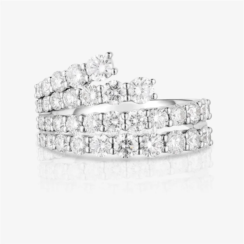 Women's Simple Stylish Lines Cubic Zirconia Ring, Silver Color
