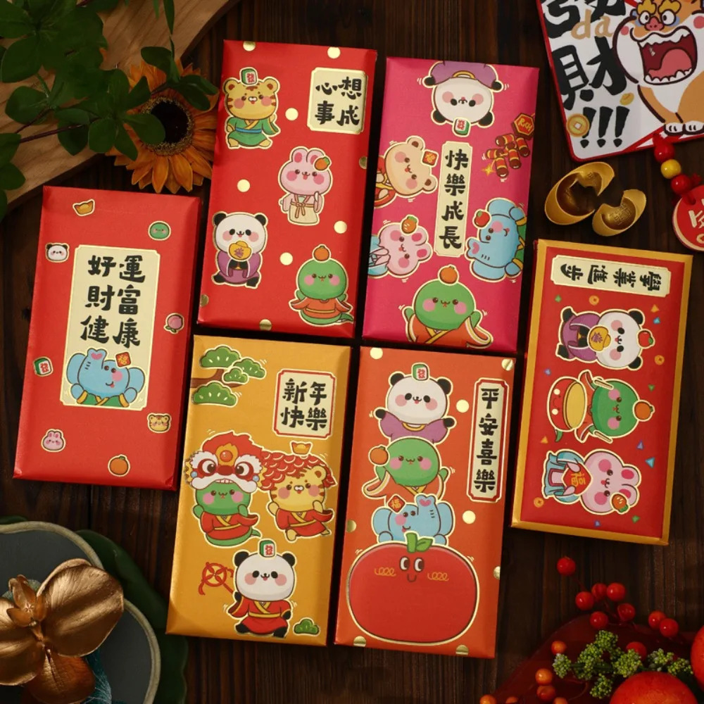 6PCS Happy New Year Snake Year Red Envelope Blessing Best Wishes Snake Year Money Envelope Chinese Spring Festival