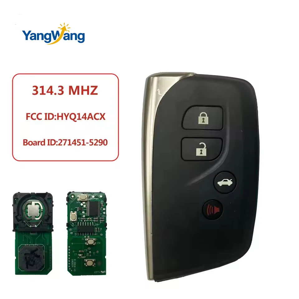YangWang Remote Smart Car Key For Lexus HS250h LS460 LS600h 2010-2017 FCC ID: HYQ14ACX Board#: 271451-5290 4 Button 8A Chip