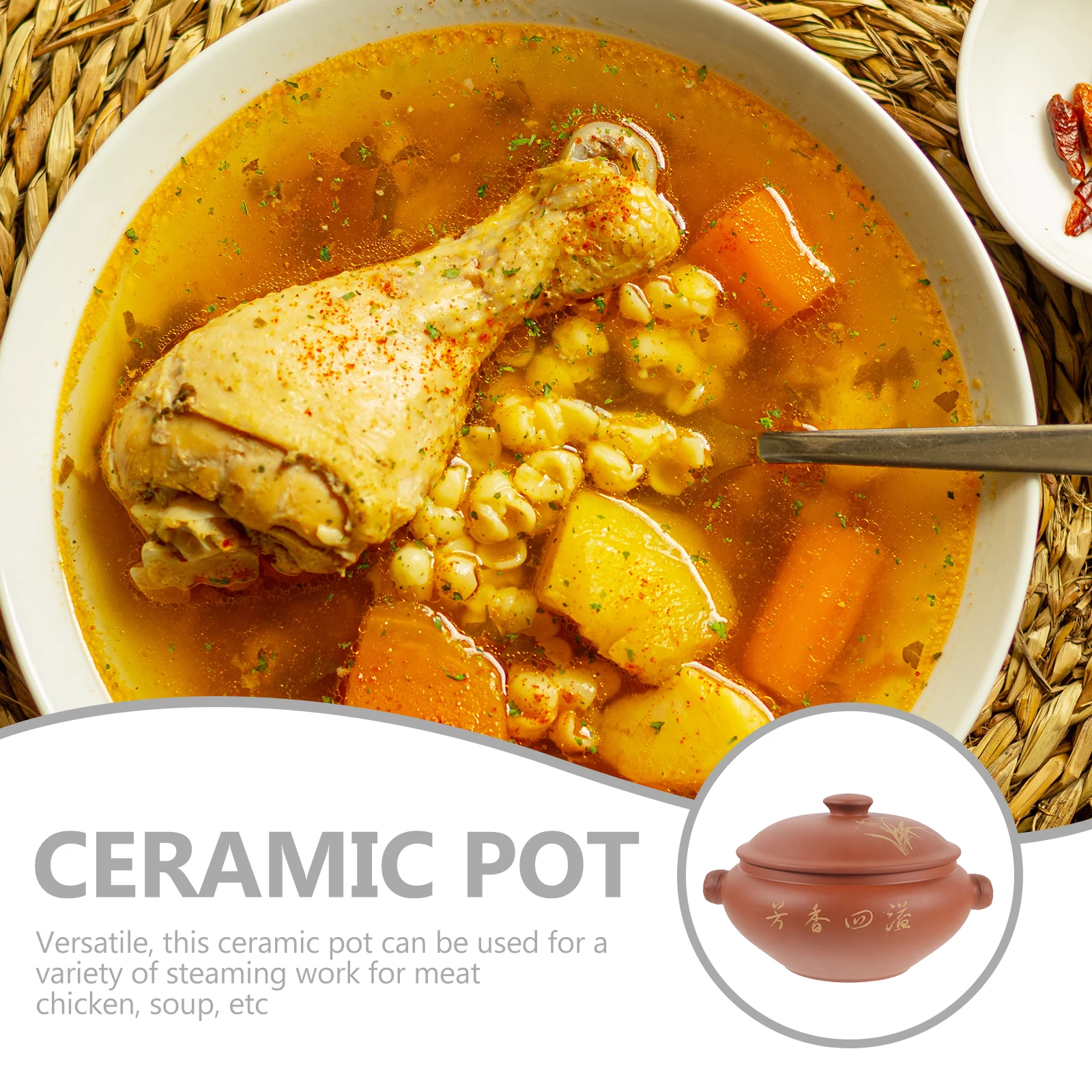 

Ceramic Steaming Pot Soup Cooking Pot Clay Cooking Pots for Chicken Meat Stew Ceramic Stockpot Home Kitchen Cooker