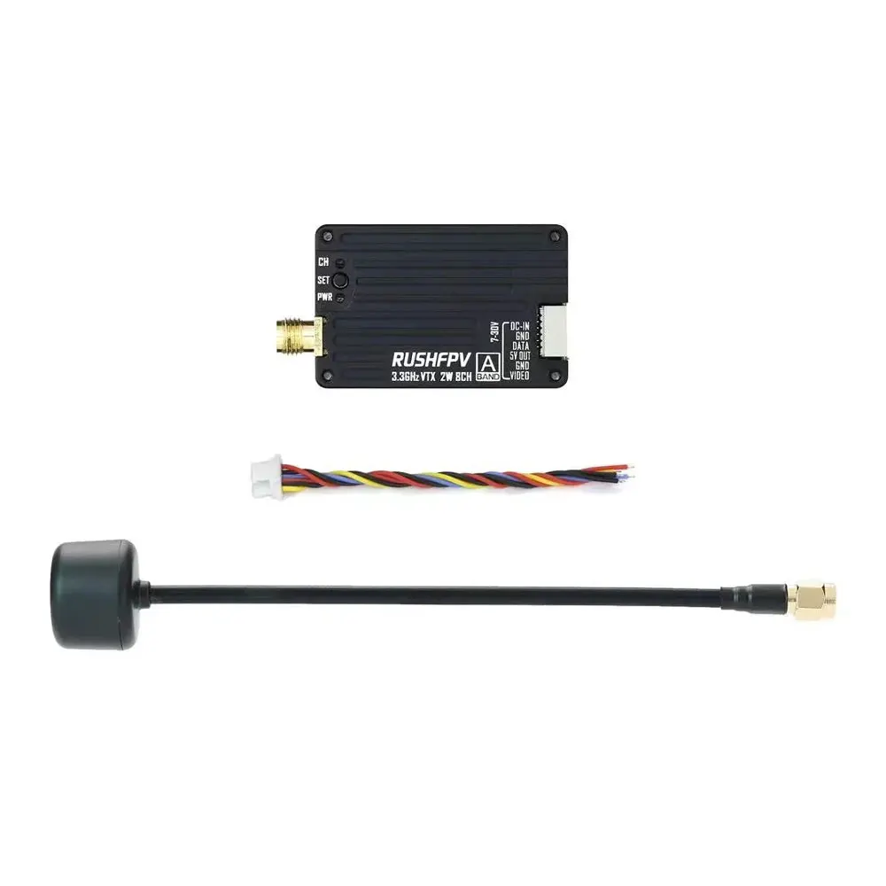 RUSHFPV 3.3G 2W VTX وحدة إرسال الفيديو FPV مع هوائي RHCP LHCP لطائرة RC Long Rang Racer FPV بدون طيار
