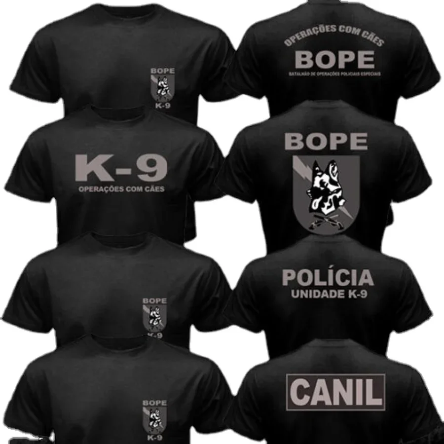 streetwear fashion vintage Summer Male Hot Sale New Brazil SWAT BOPE Special Forces  K-9 Dog Canine Canil Unit Men print