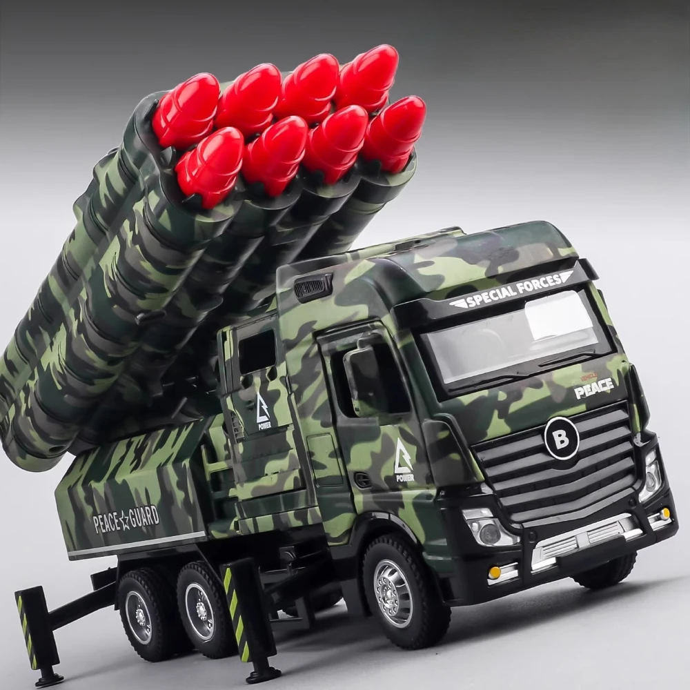 1:32 صاروخ صاروخ قاذفة الطائرة بدون طيار إطلاق نموذج سيارة لعبة معدنية دييكاست ضوء الصوت المركبات العسكرية اللعب نماذج الأولاد الهدايا #1