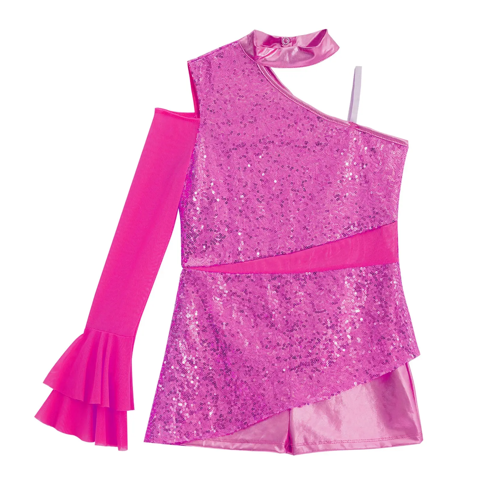 ユニタード キッズ ガールズ スパンコール ラテン ジャズ ダンス レオタード ストリートウェア 社交ダンス タンゴ パフォーマンス ダンス衣装 キラキラ ボディスーツ
