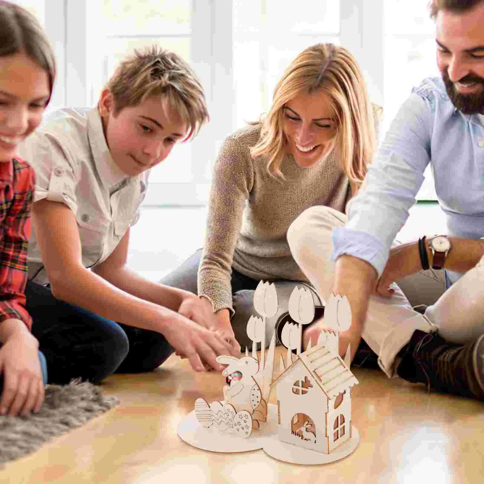 Puzzle 3D en bois pour enfants, jouets pour enfants de 1 à 3 ans, dessin animé sur le thème de pâques, sûr et lisse