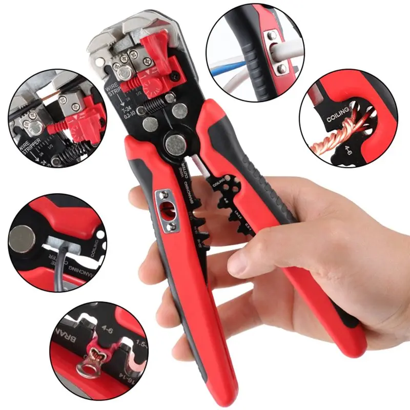 ABKS-Automatic Wire Stripping Plier Set- 5-In-1 Multifunctional Tool For Crimping, Cutting, Splitting,And Merging Wires