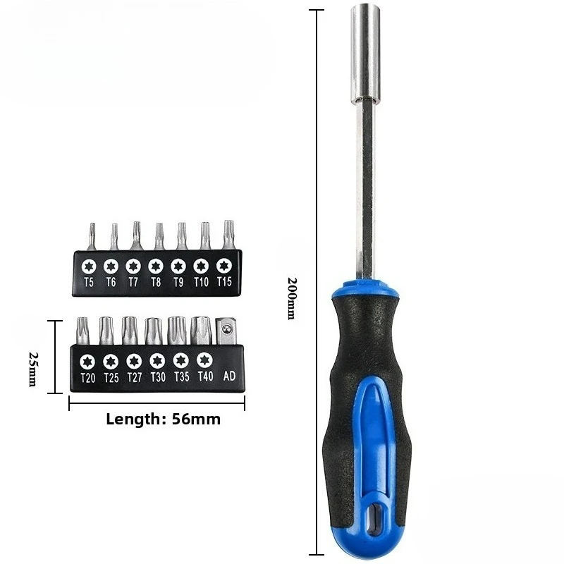 14PCS T5-T40 Torx Screwdriver Bit 1/4" Hex Shank 25mm Star Head Hex Security Screw Driver Bits view 2