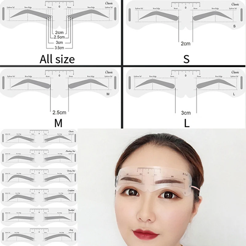 12Pcs Reusable Eyebrow Mold Multifunctional Eyebrow Drawing Guide Card DIY Eyebrow Makeup Tools for Beginner