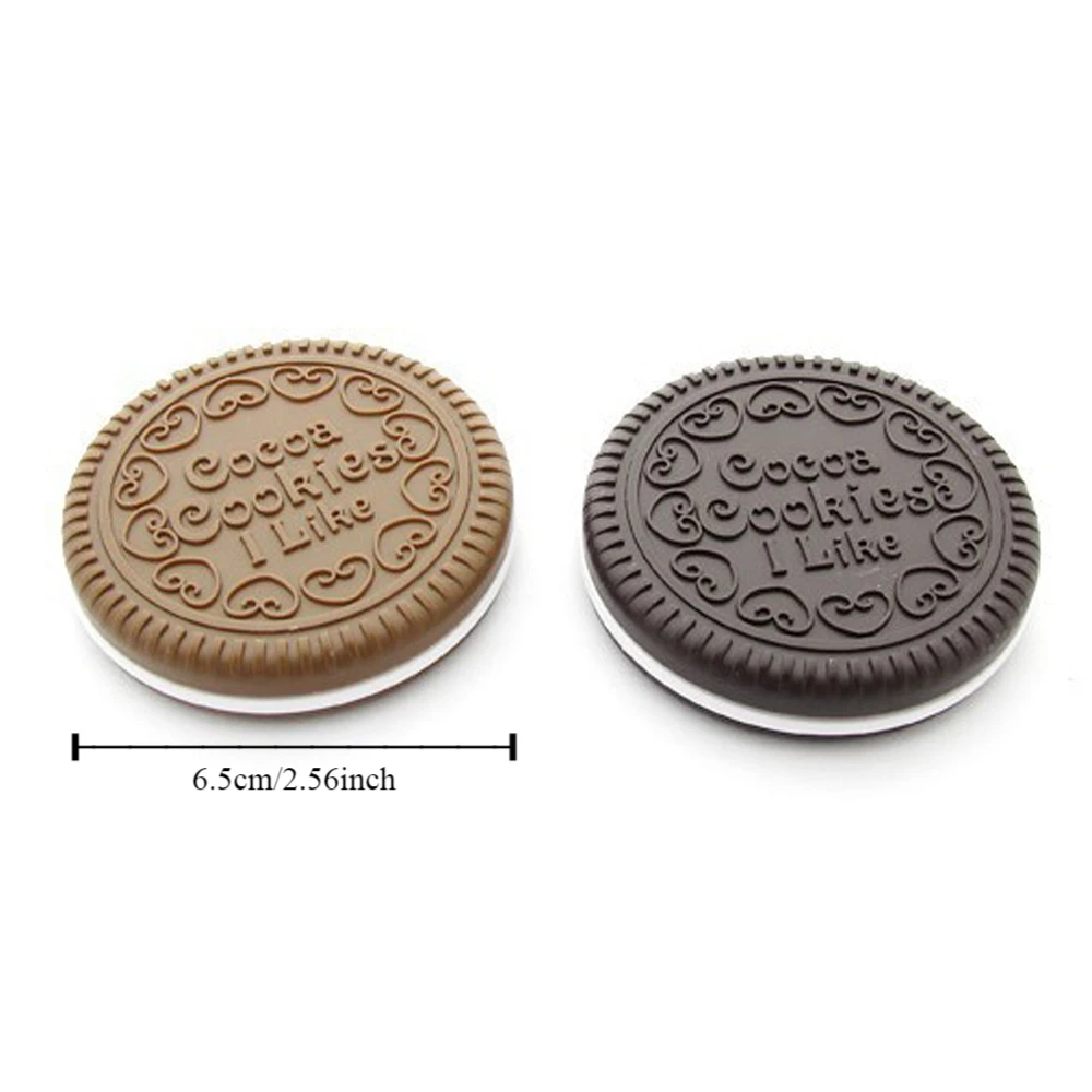 Mini 2-in-1 kamspiegelset Zakspiegel Opvouwbare kam Make-upspiegel met kamset Draagbaar Duurzaam Chocoladekoekjevormig