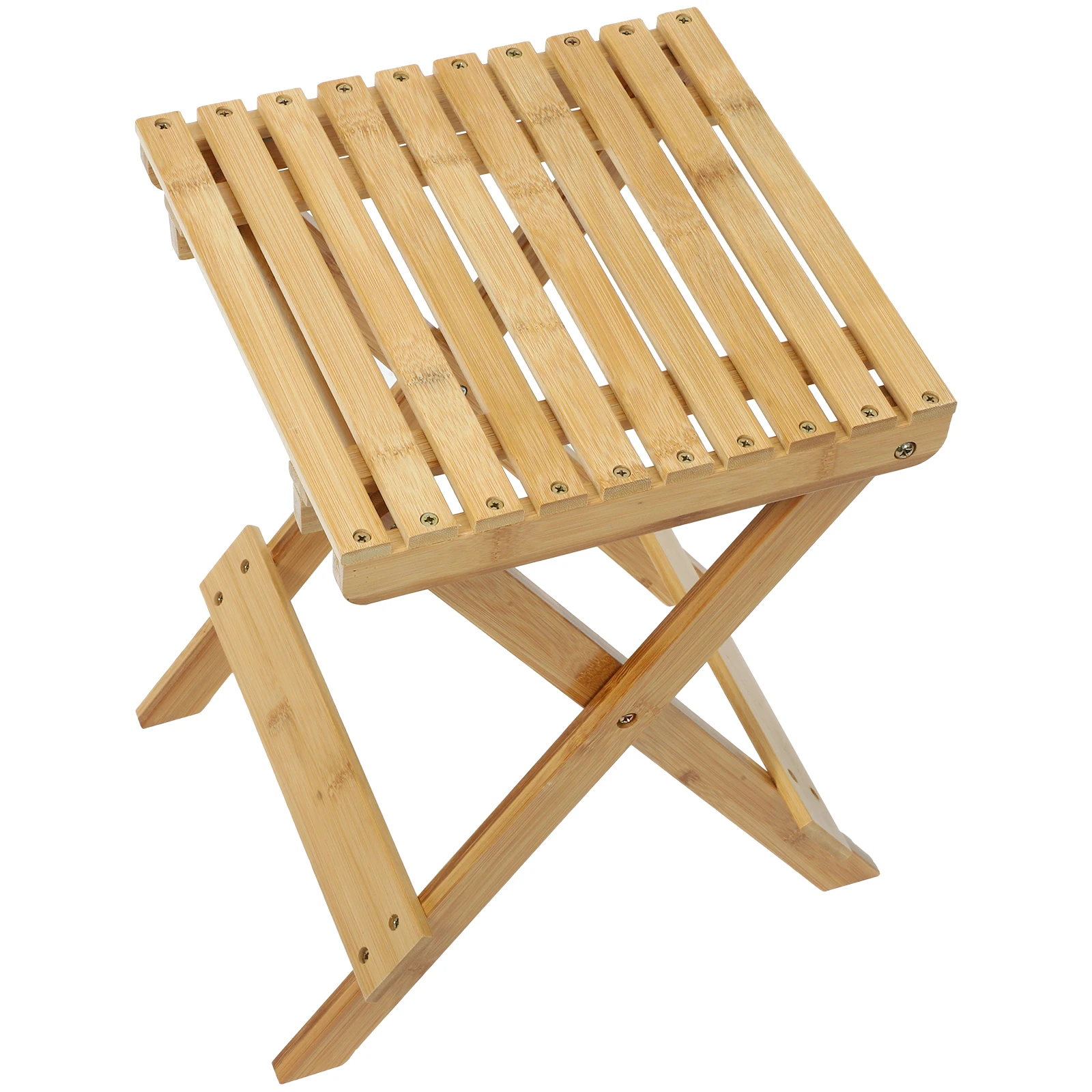 

Portable Bamboo Stool Collapsible Shoe Changing Step Adults Kitchen Backrest Small Size Reusable Picnic Storage