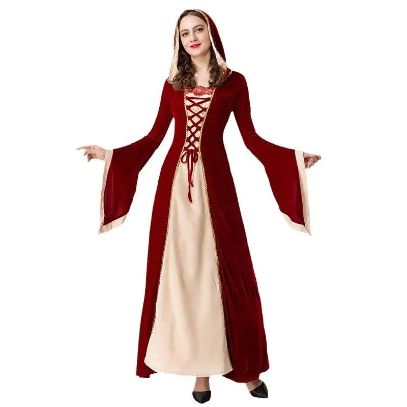 زي تنكري للهالوين على الطراز القروسطي، زي مصاص دماء وساحرة بأكمام طويلة، زي متناسق للأب والطفل، زي ليلى والذئب على الطراز الأ...