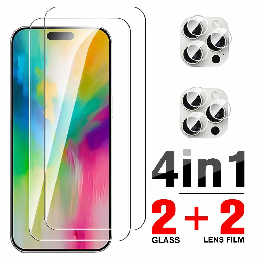 Tempered Glass Case For iPhone 16 Pro Max 4in1 Screen Protector i Phone 16 iPhone16 Plus 16Pro Max Camera Lens Protective Glass