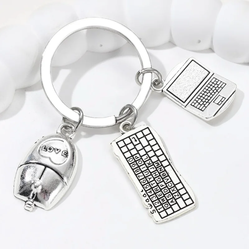 Classic Alloy Computer Keyboard Backpack Silver Color Keychain Good Friendship Gift For Friend Programmer Handmade Jewelry