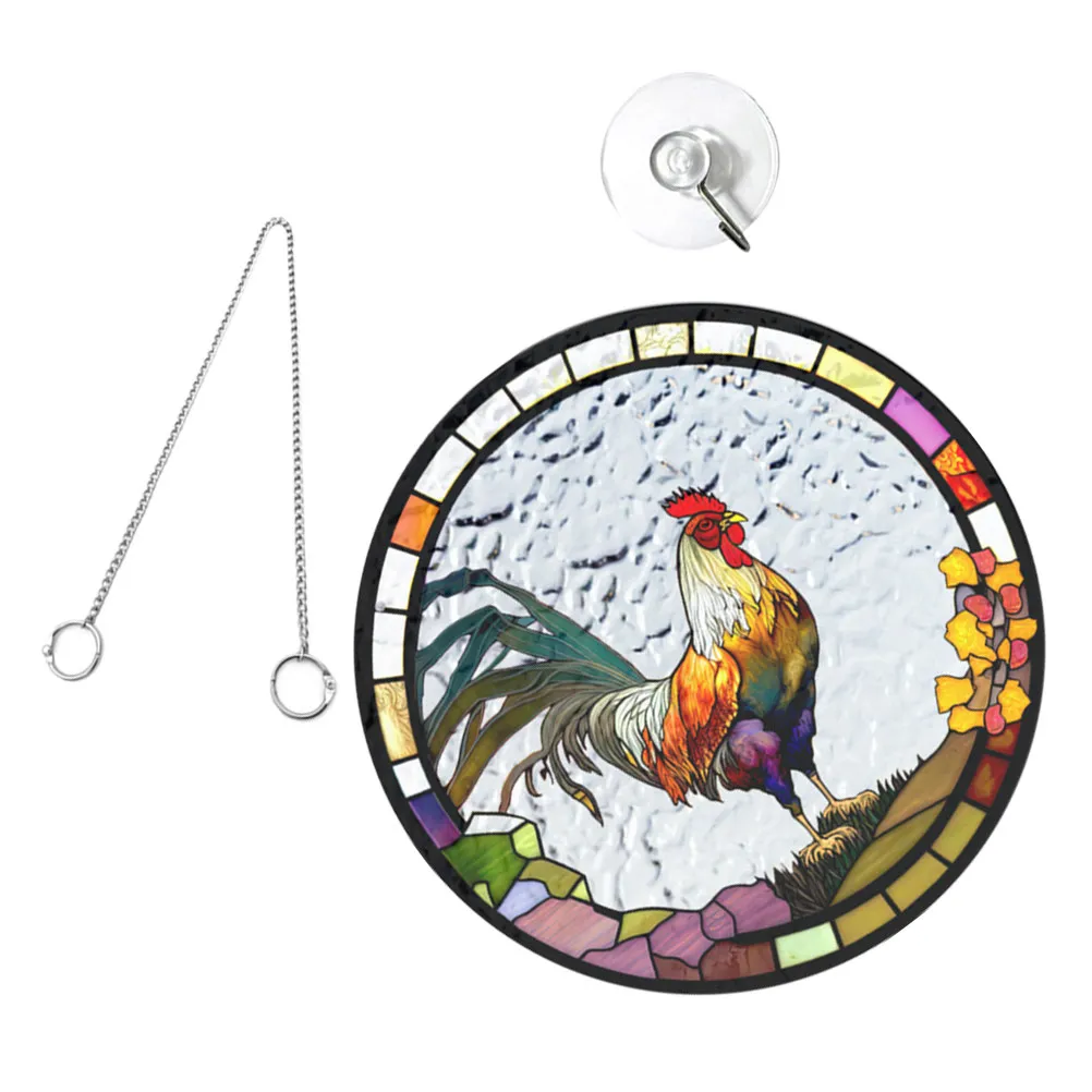 Sun Catcher Hanging Acrylic Rooster Pendant Home Adornment Wall Window Outdoor Decor Stained Glass nament Various Scenes Garden