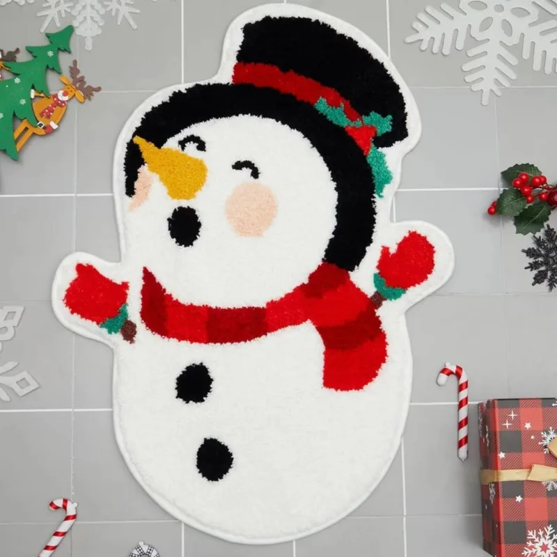 Christmas Tree Imitation Cashmere Floor Mat Nordic Christmas Snowman Old Man Bathroom Absorbent Foot Mat Hotel Homestay Soft New