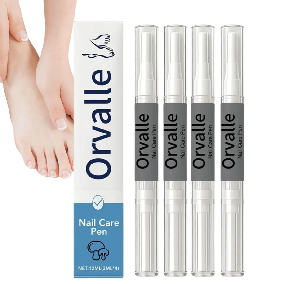 Orvalle Premium Nail Care Pen , (4x3ml) Nail Repair & Strengthening Serum for Improve Thickening Fragile Nails & Inhibit Fungi