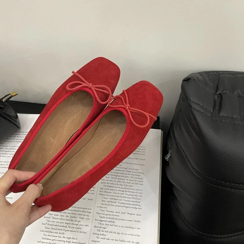 2024 Autumn Retro Women Slip On Ballet Flat Shoes Fashion Shallow Butterfly Footwear Ladies Comfort Soft Sole Moccasins Shoes