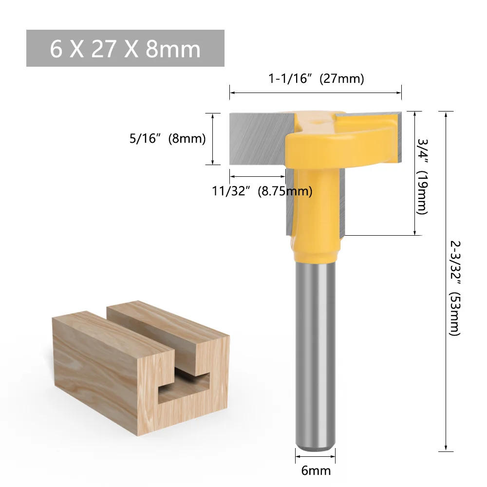 シャンク木彫りTスロットカッター、ルータービット、Tスロット、パワーマシン、木工、1/4 "、6.35mm、1個