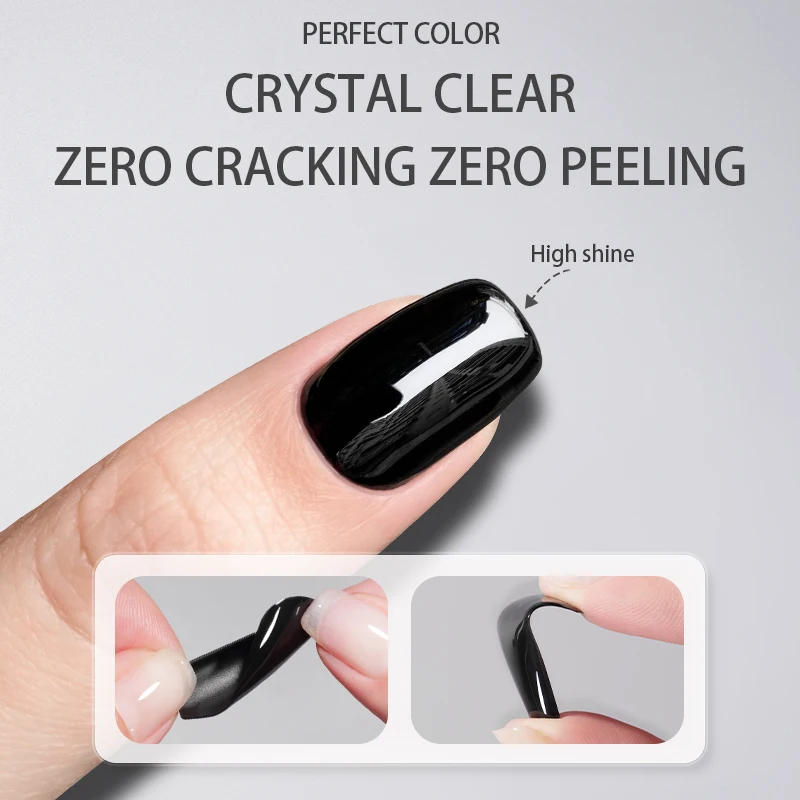COLORE PERFETTO 2PCS/1PC 12ml No Wipe Top Coat Smalto per unghie gel Alta lucentezza Finitura Trasparente a lunga durata Soak Off Lampada per unghie UV