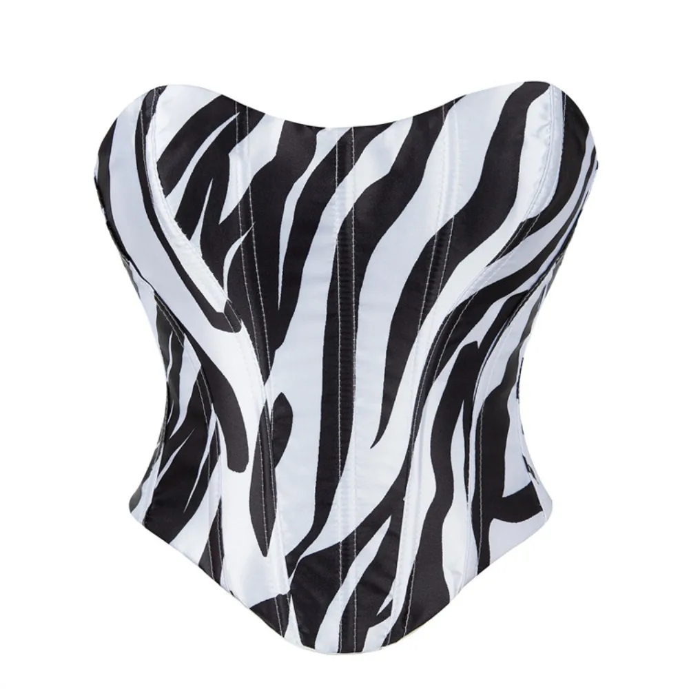 Ropa Sexy para Mujer, Lencería, Corsé Sexy, Lencería Erótica, Body, Top Bandeau Negro y Blanco sin Elástico para Mujer, Estilo Gótico