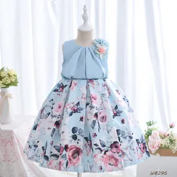 3-10 years old Girls Sleeveless Flower printing Dress Baby Korean Version Broken Flowers Casual Sundress  Evening Birthday