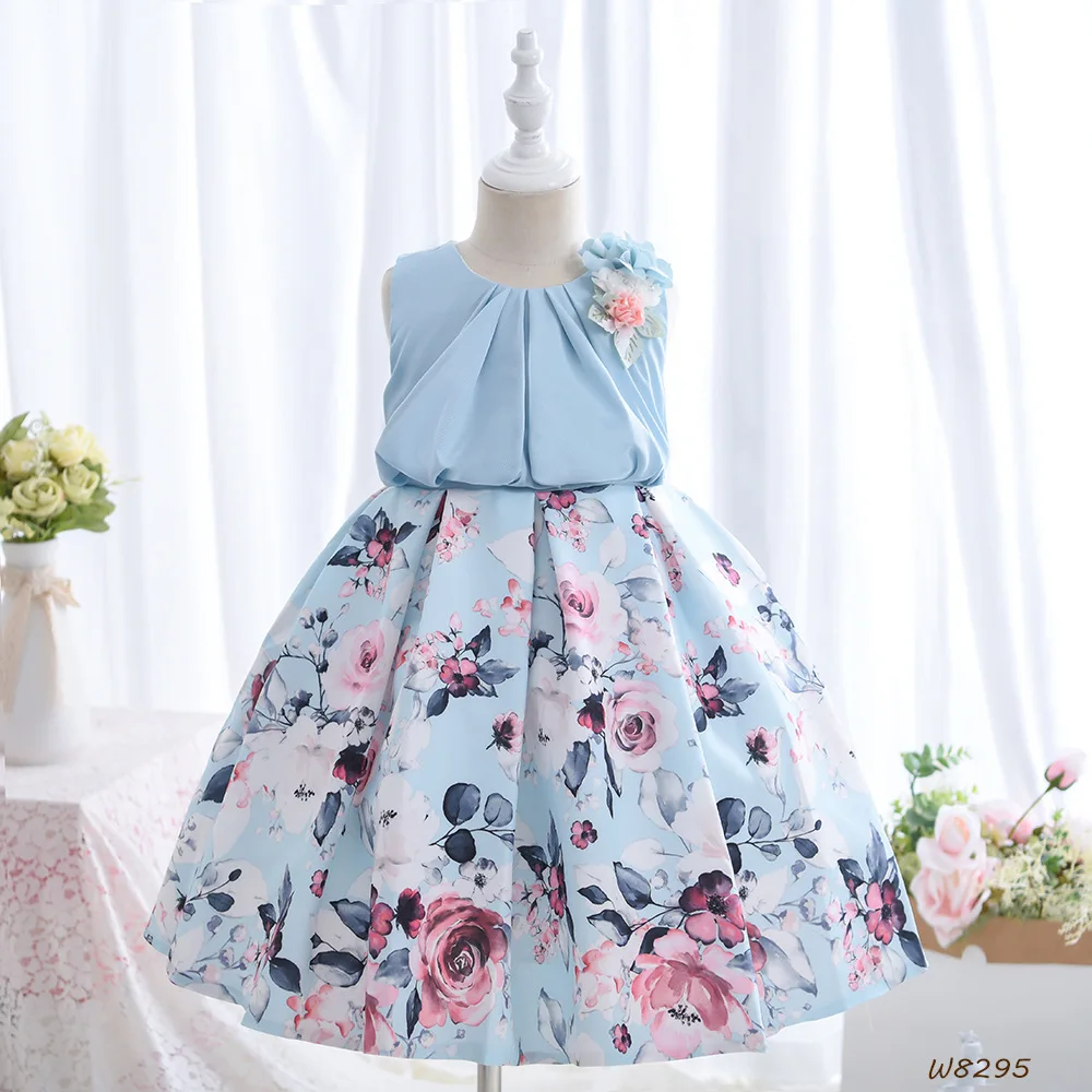 3-10 years old Girls Sleeveless Flower printing Dress Baby Korean Version Broken Flowers Casual Sundress  Evening Birthday