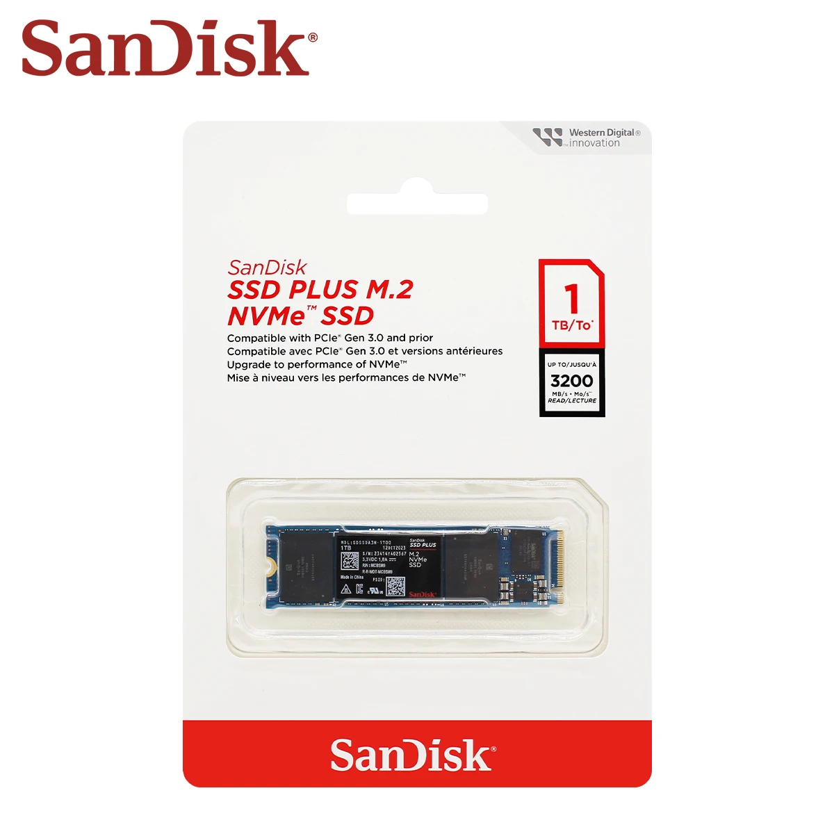 Sandisk-デスクトップおよびラップトップ用の内部ソリッドステートディスク、ハードディスク、ssd plus、nand、m.2、nvme、2280、pcie、gen3x4、250GB、500GB、1テラバイト、2テラバイト
