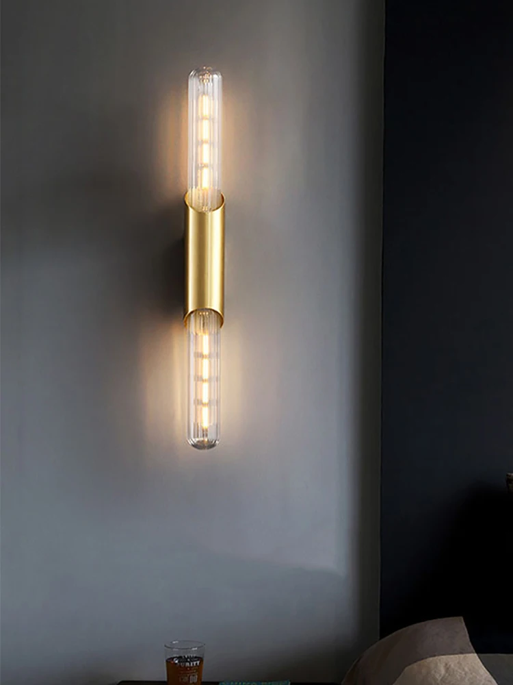 Brass Wall Lamps LED Walkway Lustre Interior Sconces Modern Indoor Room Designer Glass Wall Lights Home Living Room Decor
