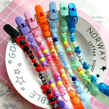 Baby Siliconen Fopspeen Dummy Clips Handgemaakte Tepel Houder Chain Sussen Fopspeen Bijtring Tandjes Touw Gift Voor Baby Meisje Jongen