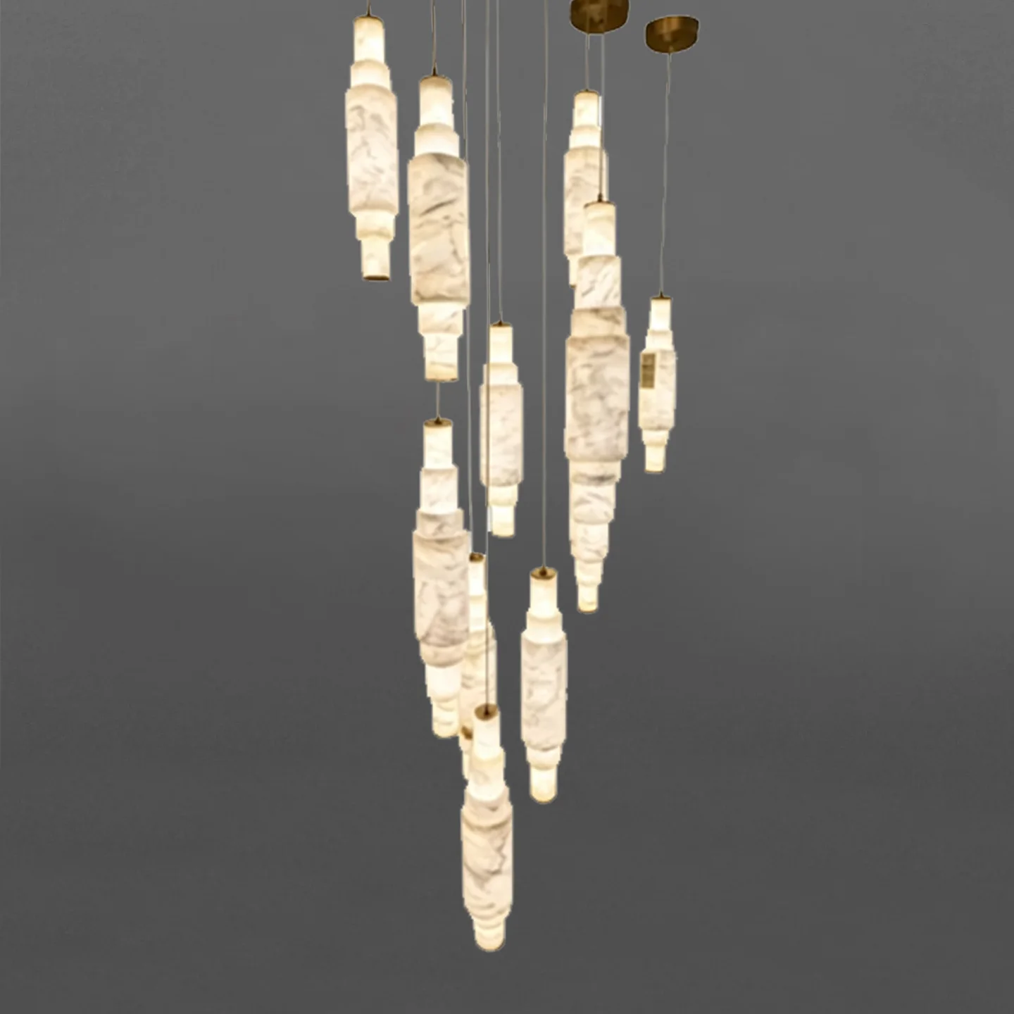 Nordic Villa Living Room Combination Alabaster Pendant Light Customizable Engineering Marble Pendant Lamp