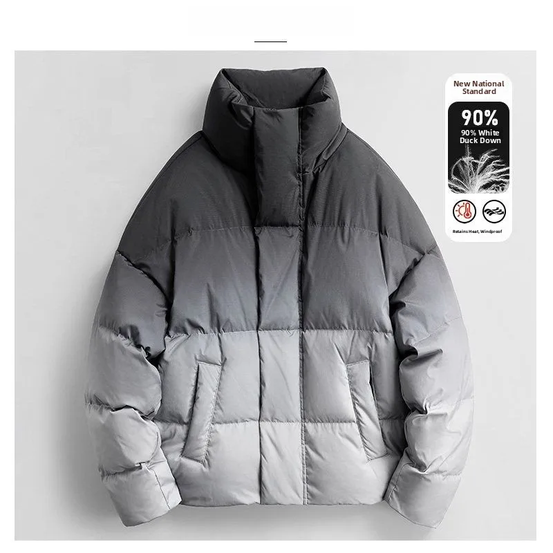 

Trendy adient Du down Jaet Men's Winter Clothes 90 Du down Warm Stand Collar Youth Versatile Thiened Bread Sle Men