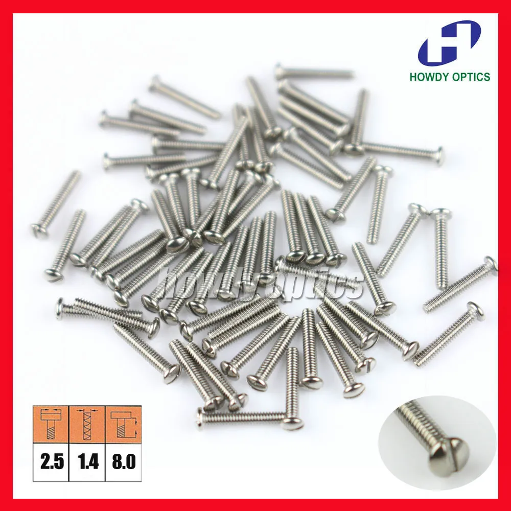 500pcs Size 2.5x1.4x8.0mm stainless steel Eyewear glasses Optical Eyeglasses screw accessories