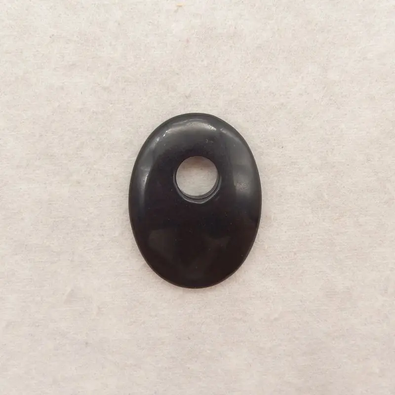 

Овальный кулон в форме пончика из обсидиана, натуральный черный драгоценный камень, минималистичный дизайн для духовных кустарных украшений 40X30X6MM-10G