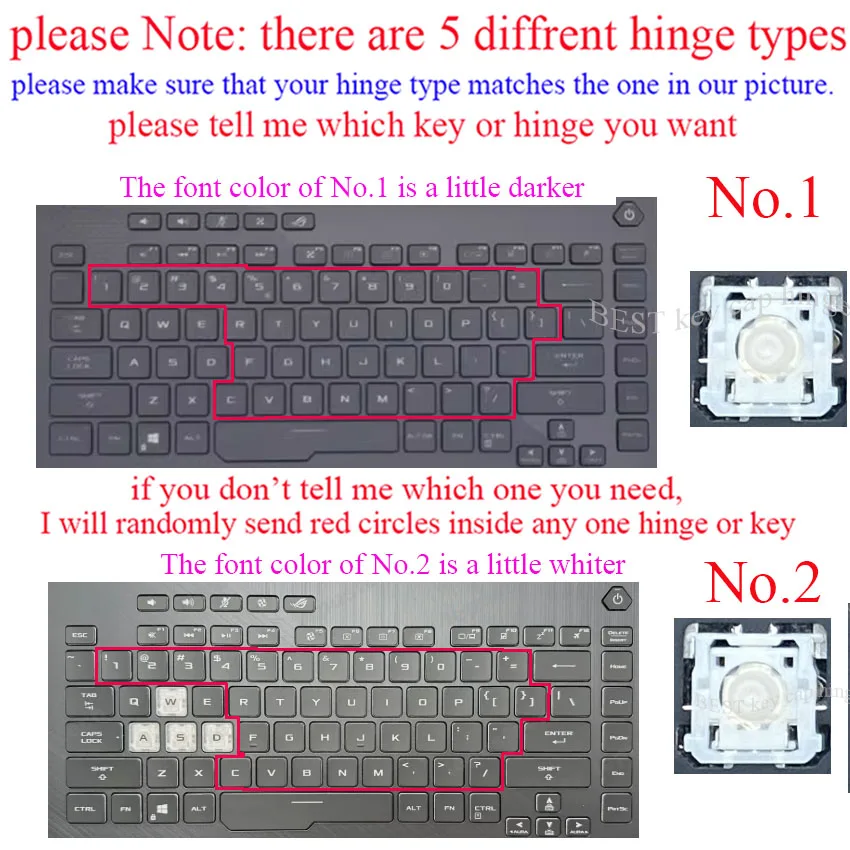 Single Key hinges For Asus ROG Strix G512 G512L G512LU G531 G531G G531GT G531GD GL531GT GL531GW GL531GT laptop Keyboard keycap