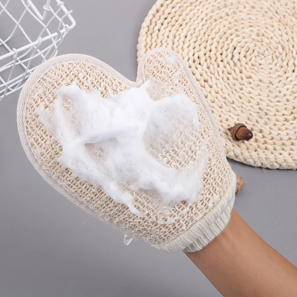 

2pcs Bath Gloves For Shower Dual Sided Exfoliating Body Scrub Back Scrubber Sisal Reusable Durable Washable Spa Household