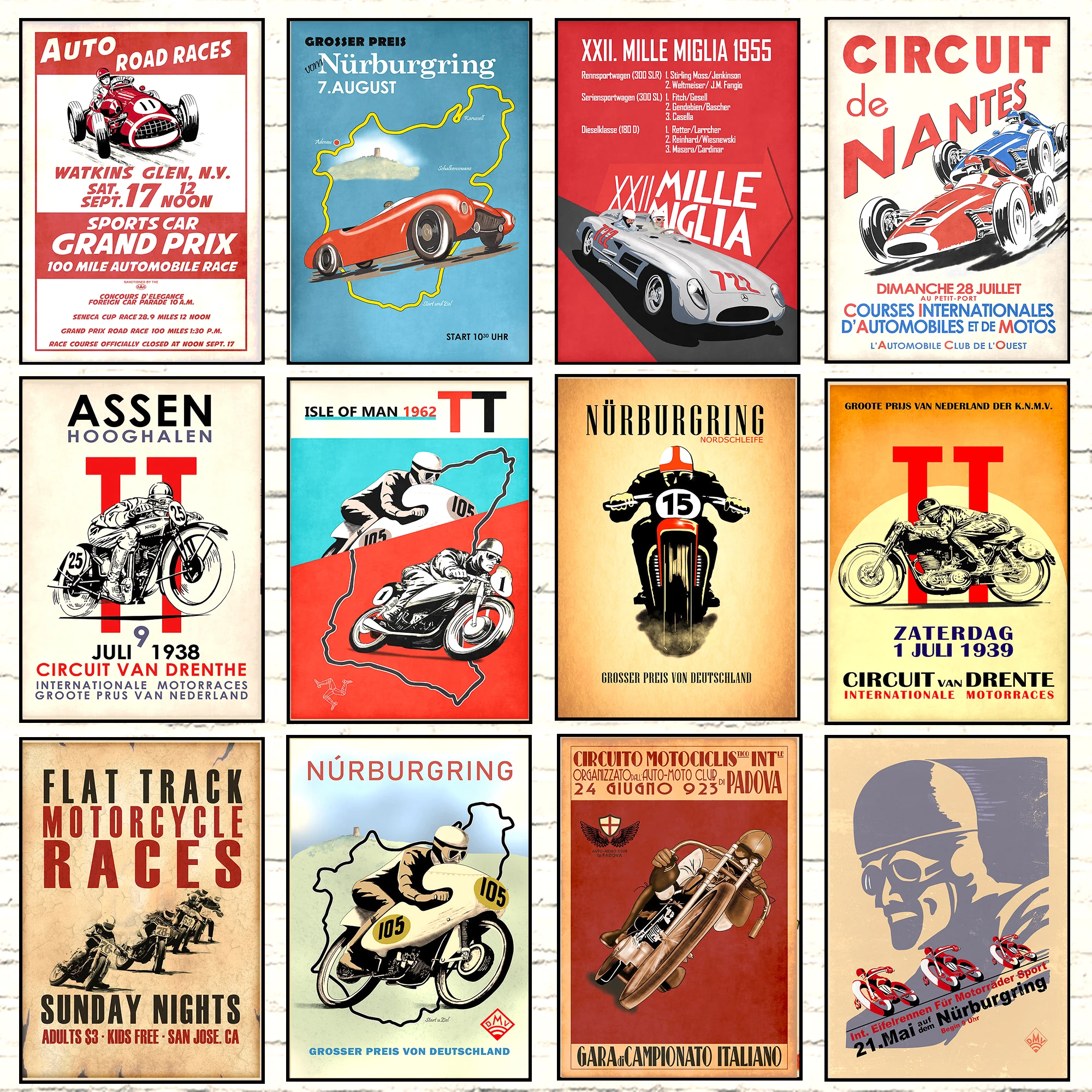 2021 Classic Vintage Motorcycle Grand Prix Poster F1 Race Car Poster GP MOTO Racer Wall Art Home Decor Canvas Painting Poster