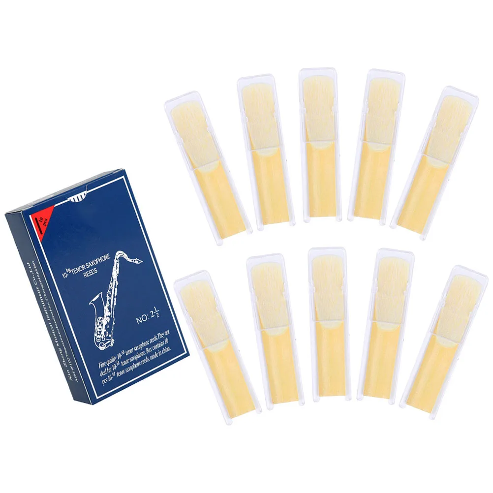 

10Pcs Saxophone Reeds 2.5 Medium Hardness Durable Practical Reed Clips for Saxophone Replacement and Playing Accessories