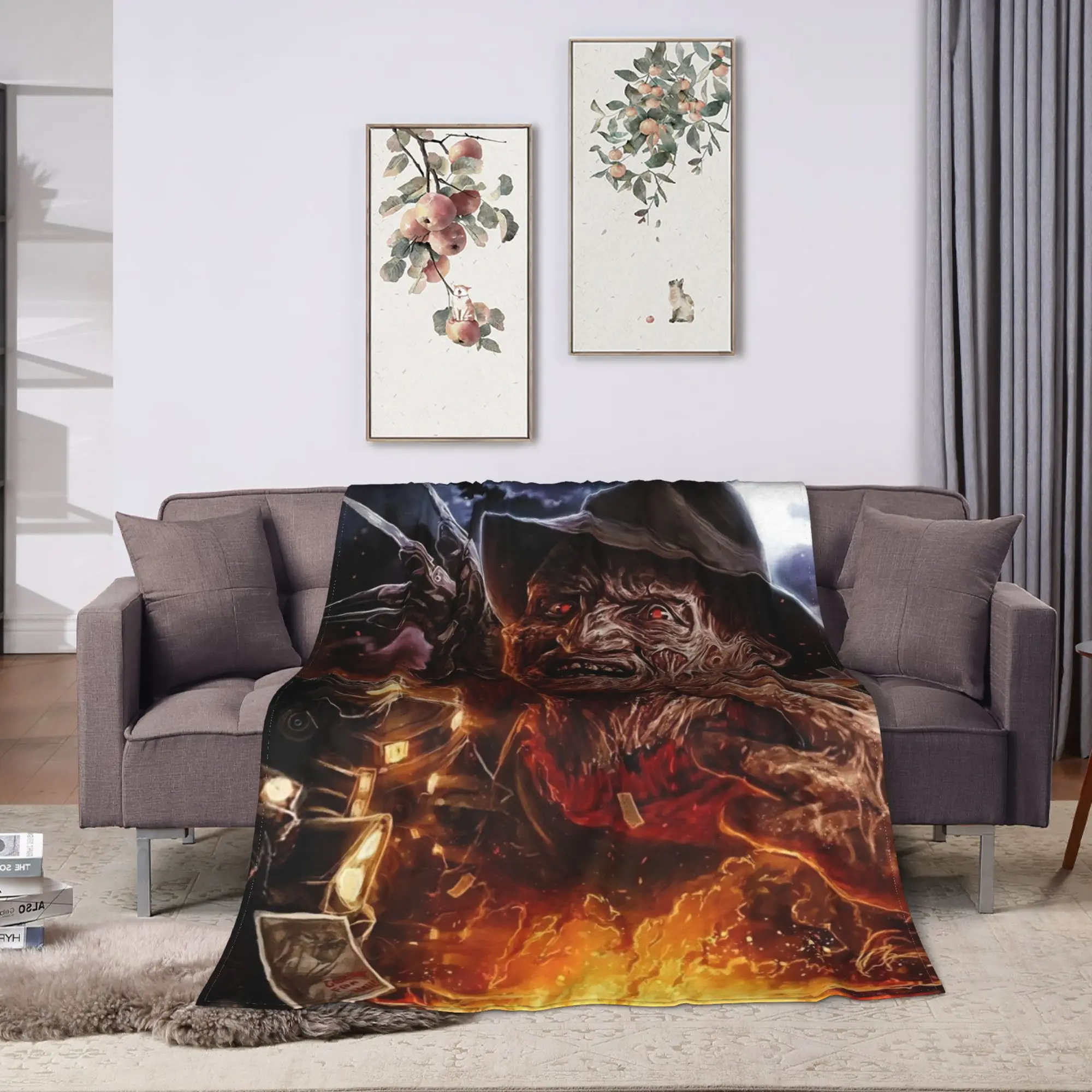 Freddys Krueger Halloween Art Spooky Retro Horror Blanket  Soft Plush Throw Blanket For Couch Chair Picnic Flannel Bedspread Bed