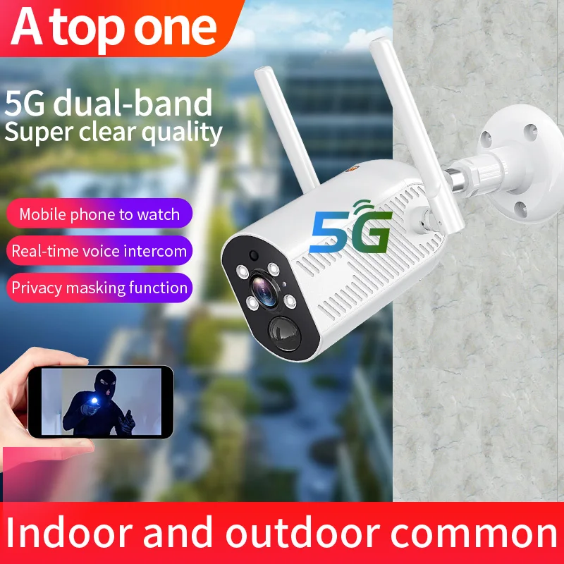 

2MP 1080P 5G&2.4G Network Dual Band WIFI IP Camera Outdoor Water-proof Full Color PTZ Intercom Baby Monitor