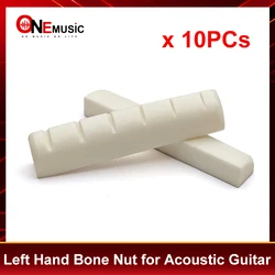 10Pcs Left-Hand Bone Nut for 6-String Acoustic Guitar 43x6x9MM Cattle Bone Nut Left Hand Guitar Nut Music Instrument Parts